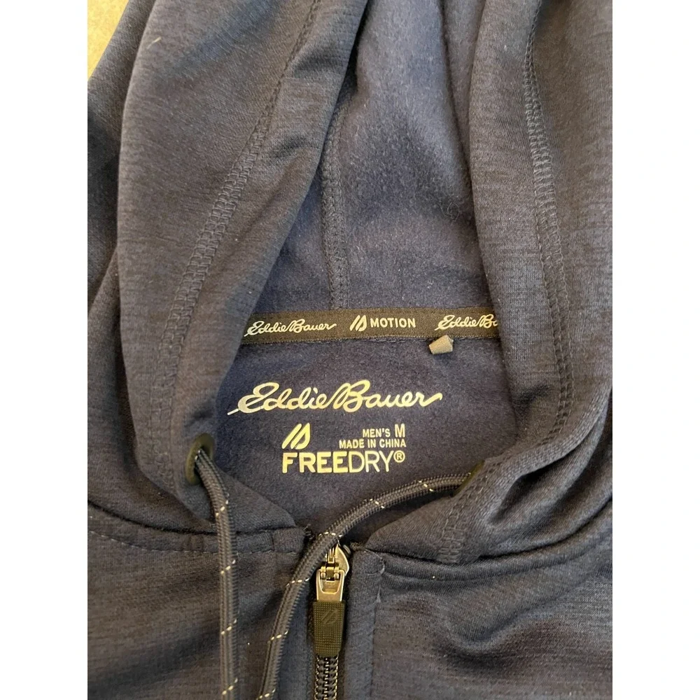Eddie Bauer‎ Hoodie Men's Medium Navy FreeDry Fleece Performance Full Zip Jacket
